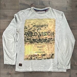 Point Zero Beige Graphic Long Sleeve Tee